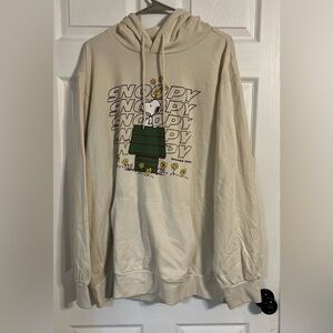 Peanuts Snoopy 2xl Hoodie Tan With Graphic Print With Drawstrings & Pocket NWOT